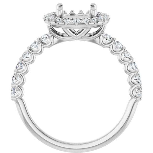 14K White Or Yellow Gold Round 7.4 Mm Polished 1/2 Ctw Lab-Grown Diamond Semi-Set Engagement Ring, Size 7