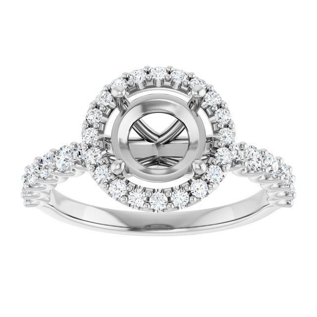 14K White Or Yellow Gold Round 7.4 Mm Polished 1/2 Ctw Lab-Grown Diamond Semi-Set Engagement Ring, Size 7