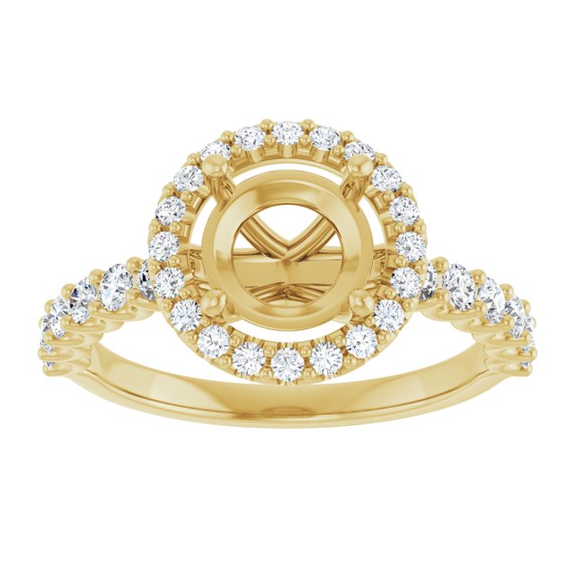 14K White Or Yellow Gold Round 7.4 Mm Polished 1/2 Ctw Lab-Grown Diamond Semi-Set Engagement Ring, Size 7