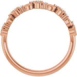 14K Rose Gold Round 1.3 Mm Polished .08 Ctw Natural Diamond Sculptural Anniversary Band Size 7