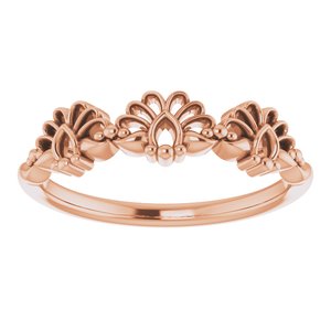 14K Rose Gold Polished Vintage-Inspired Stackable Ring Size 7