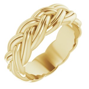 14K Yellow Gold 6 Mm Polished Woven Design Band Size 6