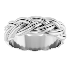 14K White Gold 6 Mm Polished Woven Design Band Size 7