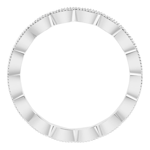 14K White Gold Round 1 Mm Si2-Si3, G-H Polished .07 Ctw Natural Diamond Eternity Band, Size 5.5