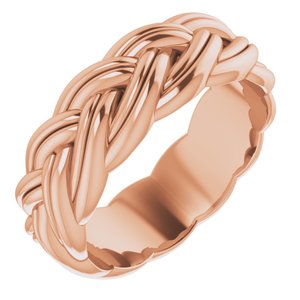 14K Rose Gold 6 Mm Polished Woven Design Band Size 5.5
