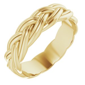 14K Yellow Gold 6 Mm Polished Woven Design Band Size 10.5