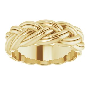 14K Yellow Gold 6 Mm Polished Woven Design Band Size 6