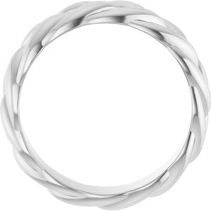 14K White Gold 6 Mm Polished Woven Design Band Size 7