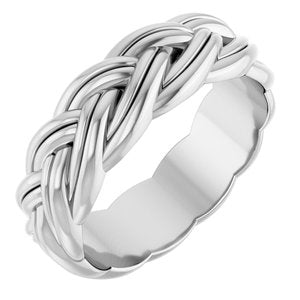 14K White Gold 6 Mm Polished Woven Design Band Size 7