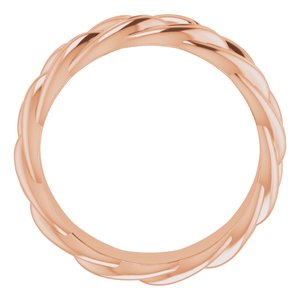 14K Rose Gold 6 Mm Polished Woven Design Band Size 5.5