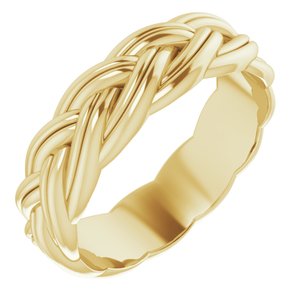 14K Yellow Gold 6 Mm Polished Woven Design Band Size 9.5