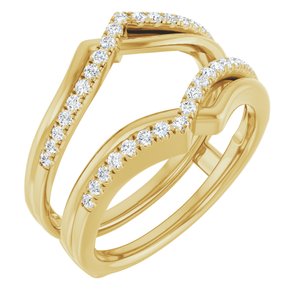 14K Yellow Gold Round H+ Si 1/4 Ctw Natural Diamond Ring Guard Size 7