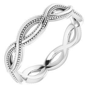Platinum 4.55 Mm Polished Infinity-Inspired Milgrain Band Size 6.5
