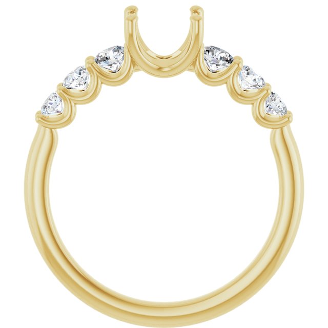 14K Yellow Or White Gold Polished 1/2 Ctw Lab-Grown Diamond Semi-Set Engagement Ring, Size 7