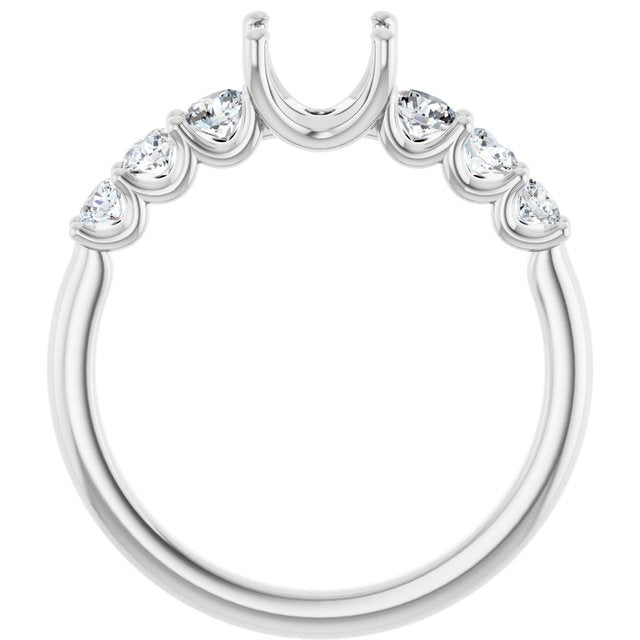 14K Yellow Or White Gold Polished 1/2 Ctw Lab-Grown Diamond Semi-Set Engagement Ring, Size 7