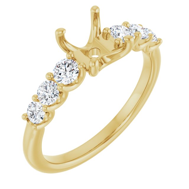 14K Yellow Or White Gold Polished 1/2 Ctw Lab-Grown Diamond Semi-Set Engagement Ring, Size 7