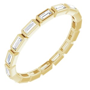 14K Yellow Gold Straight Baguette 3 X 1.25 Mm Ghi Si2-Si3 1/2 Ctw Natural Diamond Eternity Band Size 8