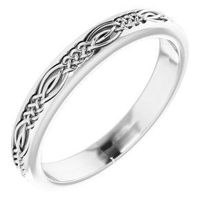 14K White Gold Celtic-Inspired Band Size 8