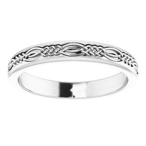 14K White Gold Celtic-Inspired Band Size 8