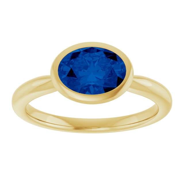 14K Yellow Gold Oval 8 X 6 Mm Polished Lab-Grown Gem Solitaire Ring