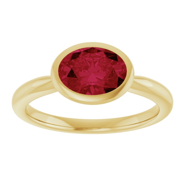 14K Yellow Gold Oval 8 X 6 Mm Polished Lab-Grown Gem Solitaire Ring