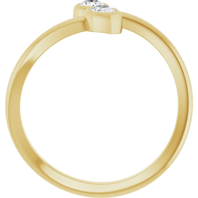 14K White Or Yellow Gold Pear 4.5 X 3 Mm Polished 1/4 Ctw Natural Diamond Bypass 2-Stone Ring, Size 7