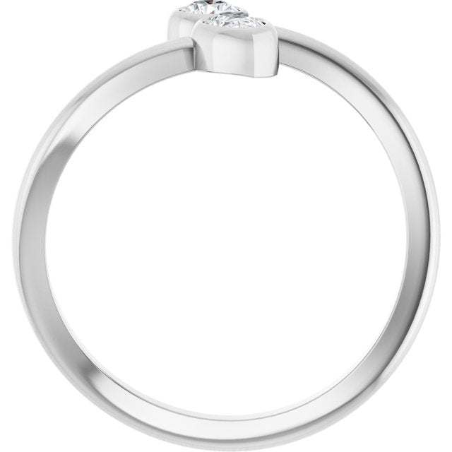 14K White Or Yellow Gold Pear 4.5 X 3 Mm Polished 1/4 Ctw Natural Diamond Bypass 2-Stone Ring, Size 7