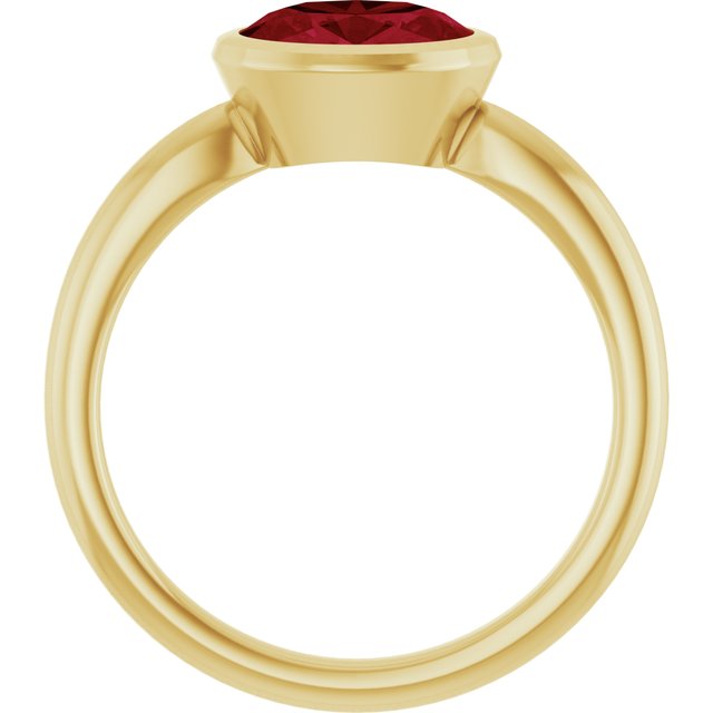 14K Yellow Gold Oval 8 X 6 Mm Polished Lab-Grown Gem Solitaire Ring