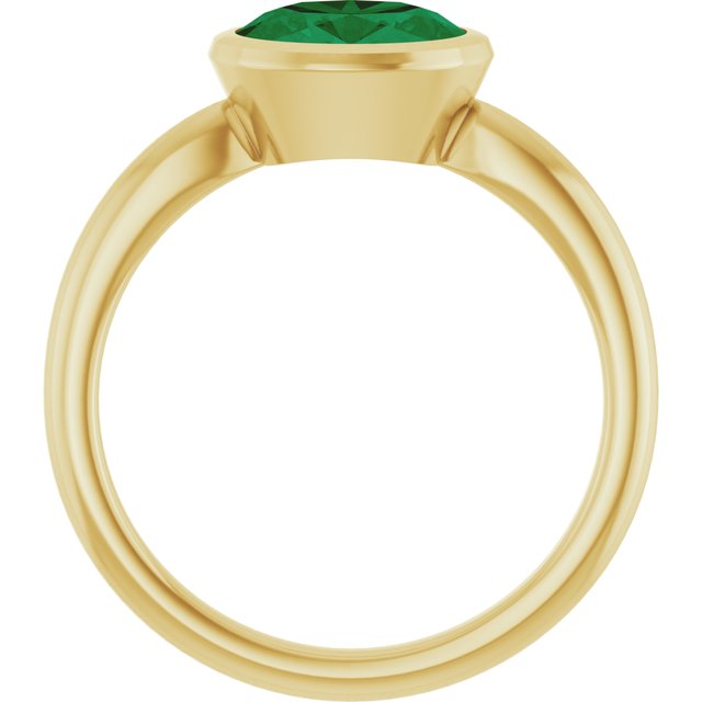14K Yellow Gold Oval 8 X 6 Mm Polished Lab-Grown Gem Solitaire Ring