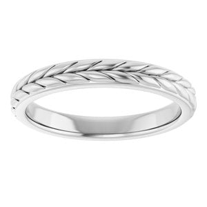 14K White Gold Leaf Design Band Size 7