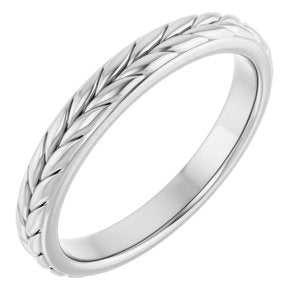 14K White Gold Leaf Design Band Size 7