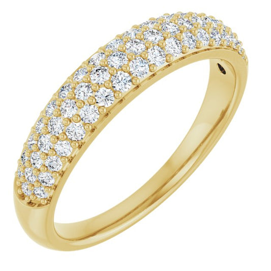 14K Yellow Gold Round Si2-Si3, G-H Polished 1/2 Ctw Natural Diamond Anniversary Band, Size 7