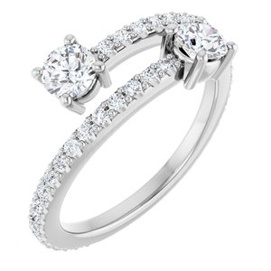 14K White Gold Lab-Grown Diamond Round 4.1 Mm Lab-Grown Diamond Polished 7/8 Ctw Lab-Grown Diamond Ring Size 7