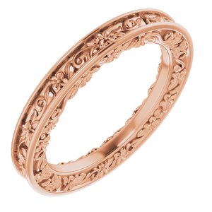 14K Yellow Or White Or Rose Gold Or Platinum 2.5 mm Floral Flat Band
