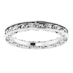 14K Yellow Or White Or Rose Gold Or Platinum 2.5 mm Floral Flat Band