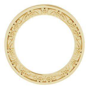 14K Yellow Or White Or Rose Gold Or Platinum 2.5 mm Floral Flat Band
