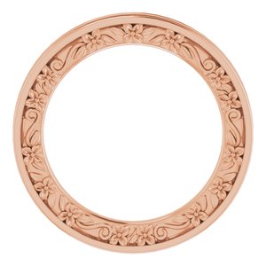 14K Yellow Or White Or Rose Gold Or Platinum 2.5 mm Floral Flat Band