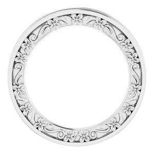 14K Yellow Or White Or Rose Gold Or Platinum 2.5 mm Floral Flat Band