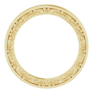 14K Yellow Or White Or Rose Gold Or Platinum 2.5 mm Floral Flat Band