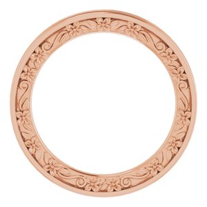 14K Yellow Or White Or Rose Gold Or Platinum 2.5 mm Floral Flat Band