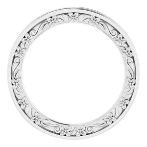 14K White Gold Floral Band Size 6.5