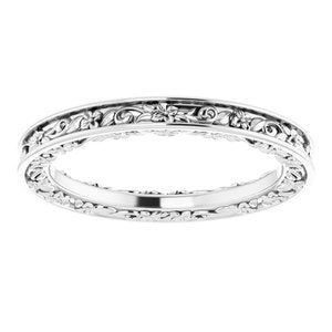 14K Yellow Or White Or Rose Gold Or Platinum 2.5 mm Floral Flat Band