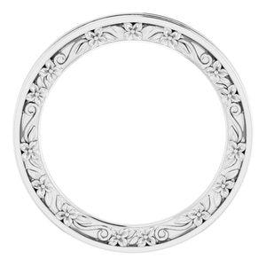 14K White Gold Floral Band Size 7