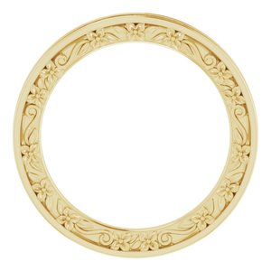 10K Or 18K Yellow Or White Or Rose Gold 2.5 mm Floral Flat Band