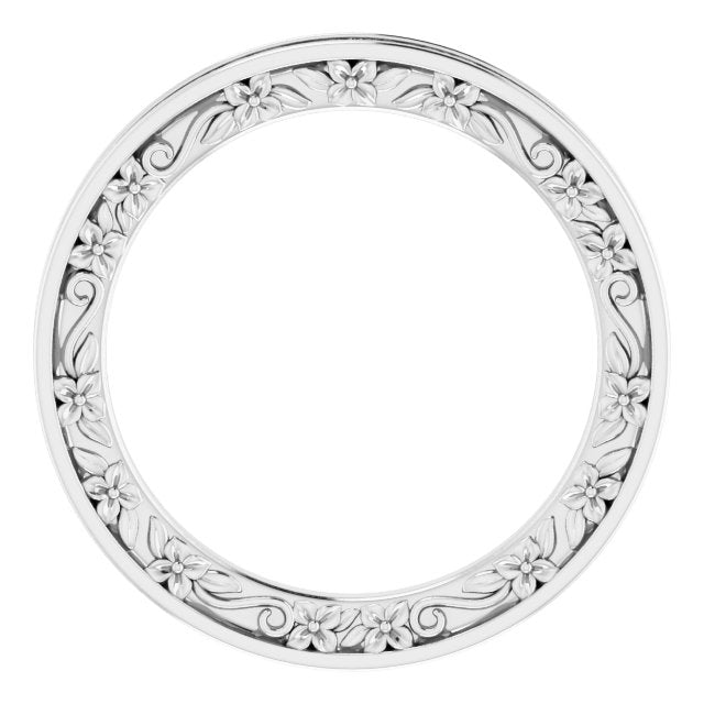 10K Yellow Or White Gold Polished Floral Standard-Fit Band, Size 7