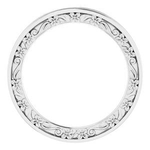 14K Yellow Or White Or Rose Gold Or Platinum 2.5 mm Floral Flat Band