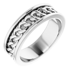 14K White Gold Link Design Band Size 7
