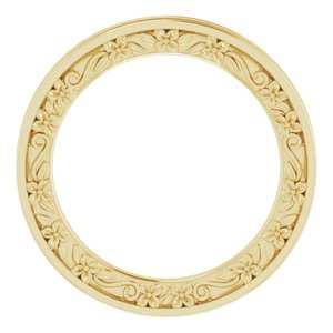 10K Or 18K Yellow Or White Or Rose Gold 2.5 mm Floral Flat Band