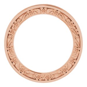 14K Yellow Or White Or Rose Gold Or Platinum 2.5 mm Floral Flat Band