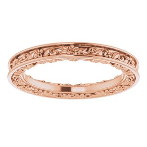 14K Yellow Or White Or Rose Gold Or Platinum 2.5 mm Floral Flat Band